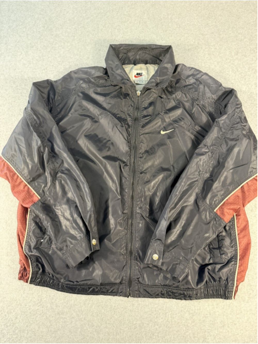 Vintage Nike Windbreaker Jacket Men’s XL Black Full Zip Y2K Embroidered Swoosh